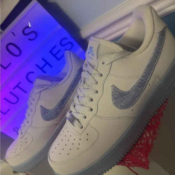 Nike Air Force 1 Hydrogen Blue w/Psychedelic Swooshes - Picture 3 of 6